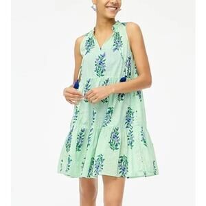 J. Crew Sleeveless Tropical Babydoll Swim Cover Up Mini Dress Green XS